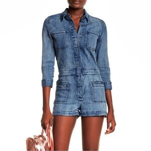 Pistola denim short romper